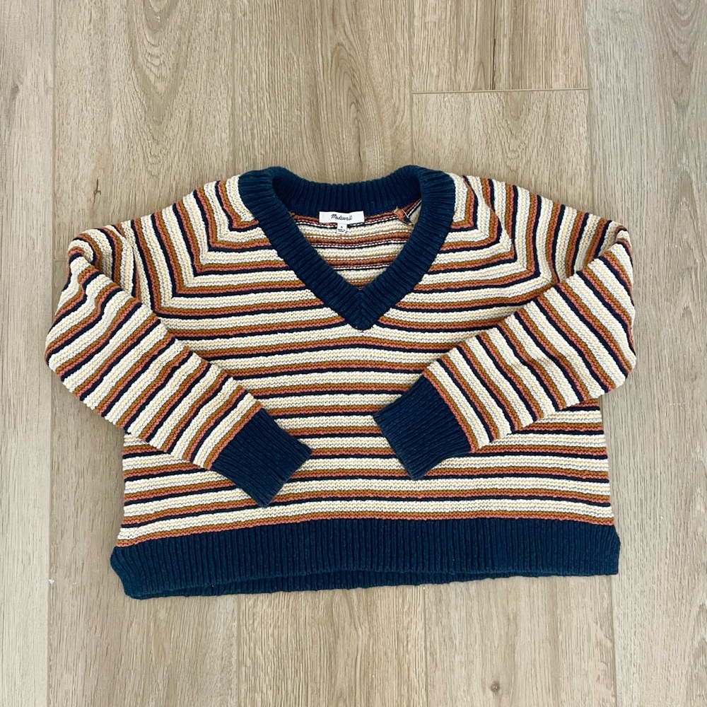Madewell Striped V-Neck Sweater